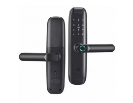 Fechadura Digital Satellite SL-75 com Biometria, Senha, chave e Carto  Preto